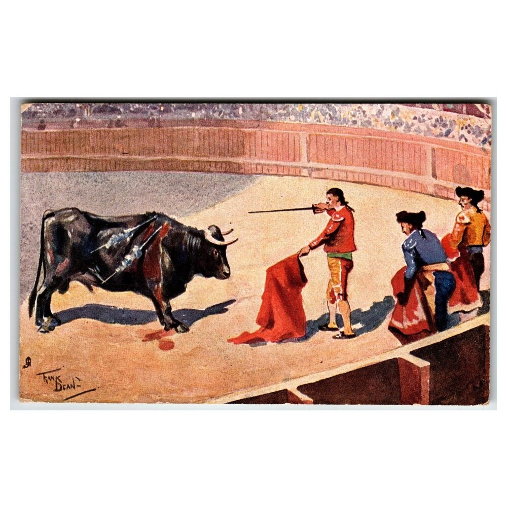 Raphael Tuck Bullfight Postcard FRANK DEAN Art Vintage "A Bull-Fight." 6674